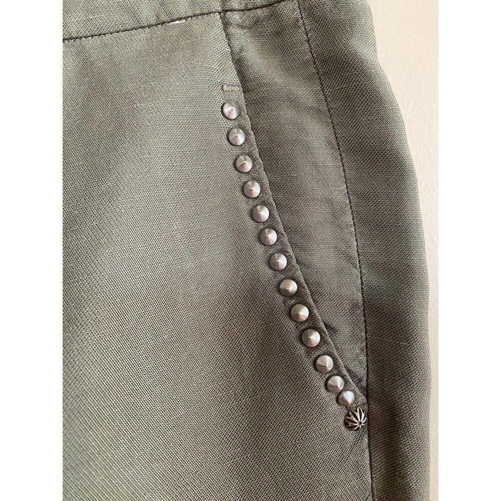 Mason's Linen Blend Casual Green Pants With Studs On The Pockets. Sz.36 US 3/4 - Picture 3 of 6